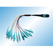 8 núcleos / 12 núcleos / 24 llaves Om3 Om4 Cable de conexión de fibra óptica MPO / MTP